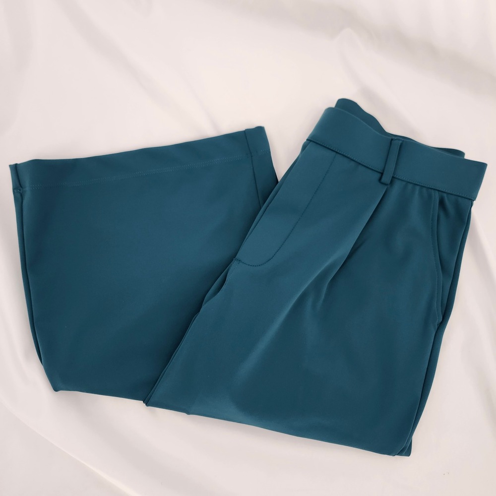 Halara Womens DayStretch Work Pants M Petite Teal Pleated Tailored Capsule NWT